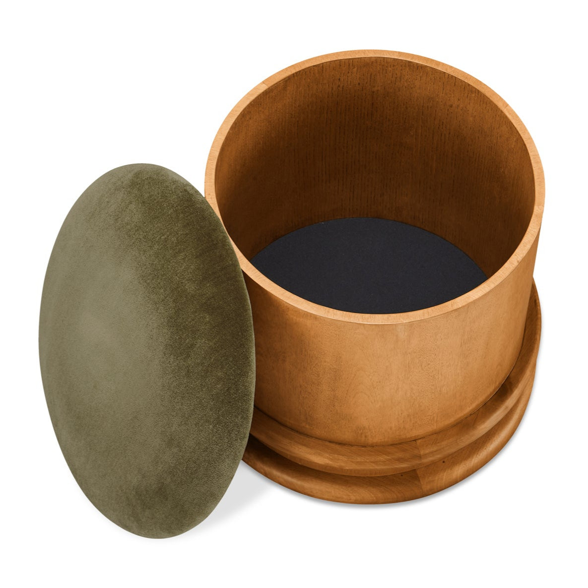 Brown cylindrical container with a lid on a white background