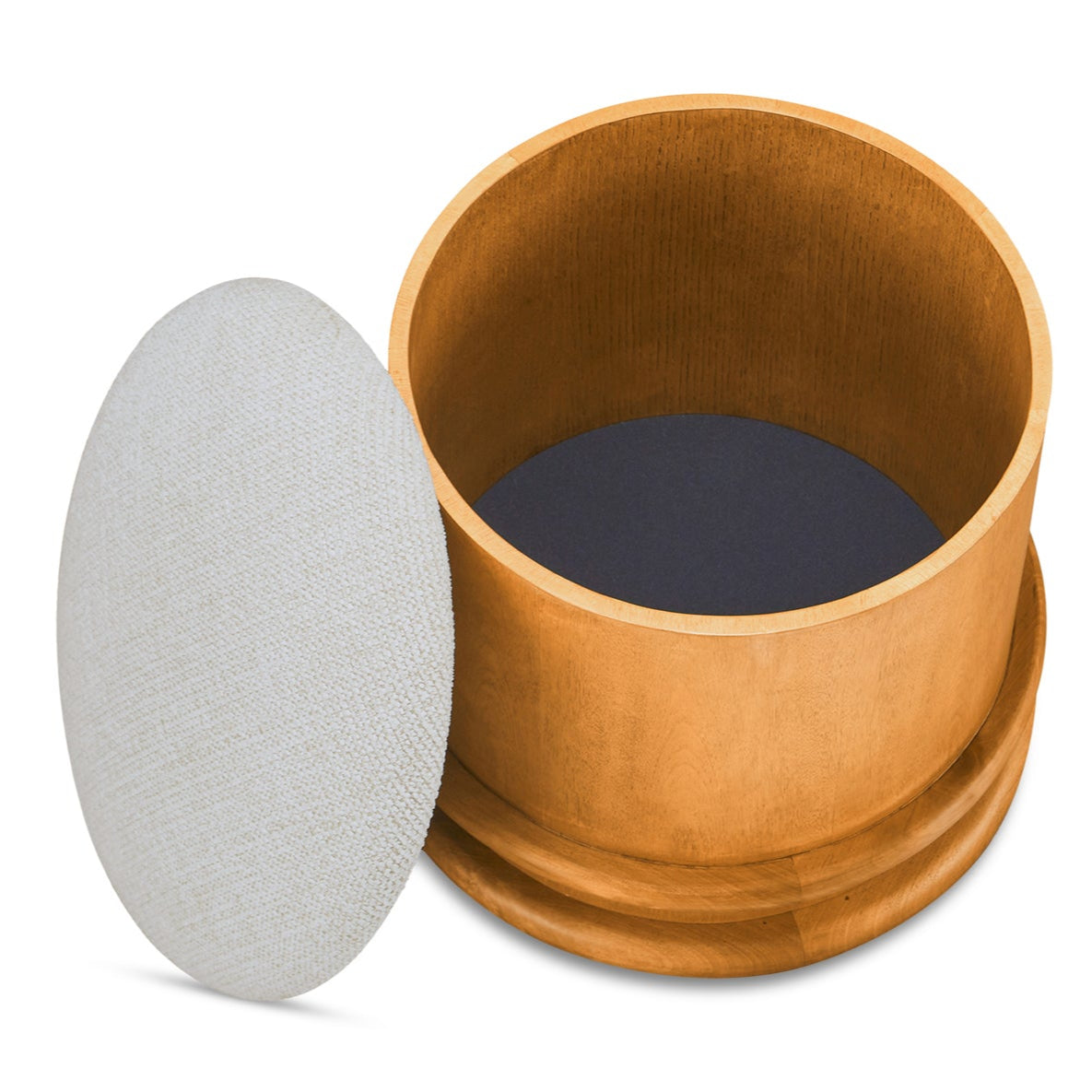 Wooden container with a gray lid on a white background