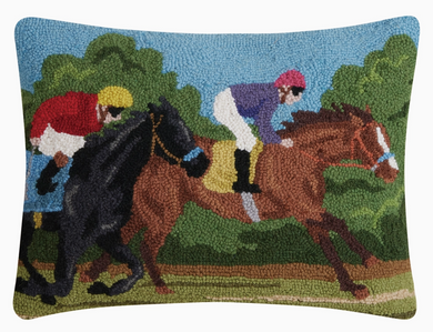 Two Racing Horses Hook Pillow