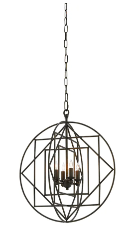 Chariot 4 Light 22" Wide Wrought Iron Chandelier
