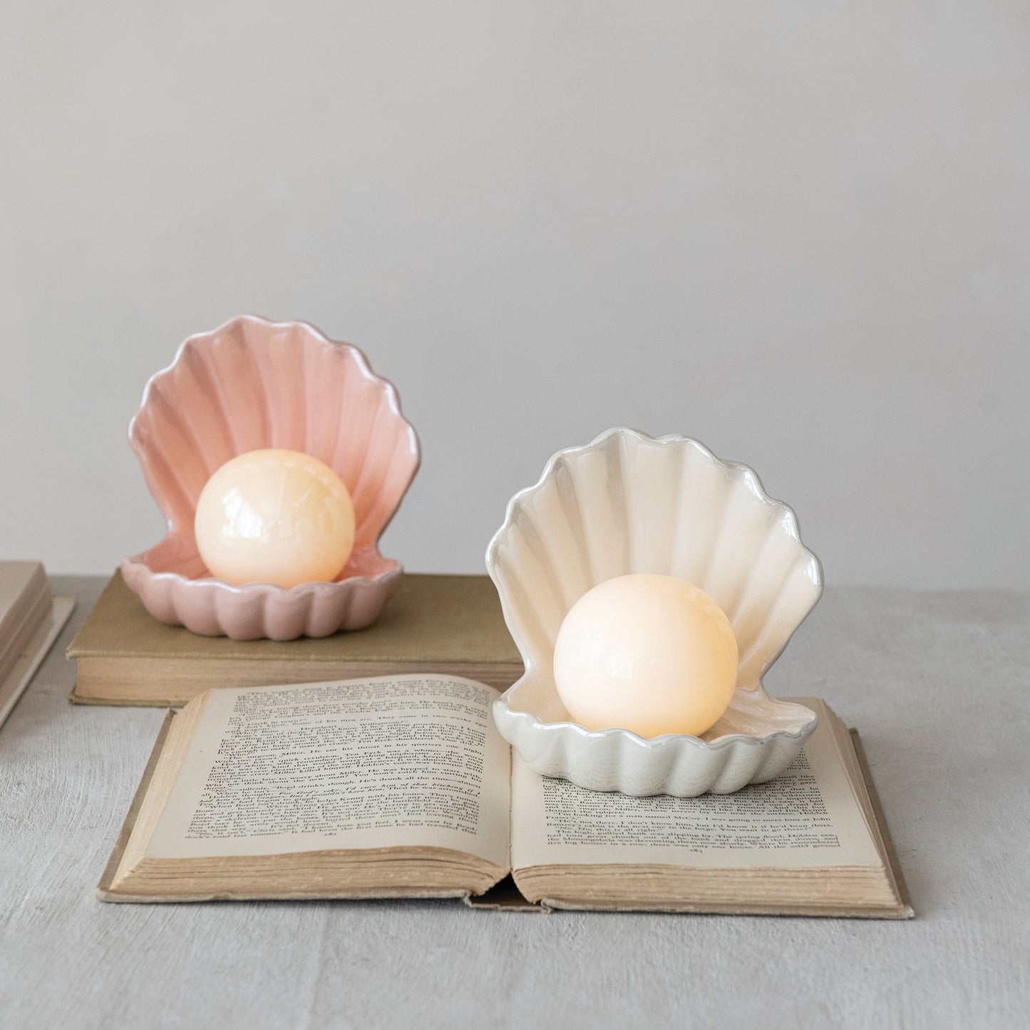 Stoneware Seashell with LED Light