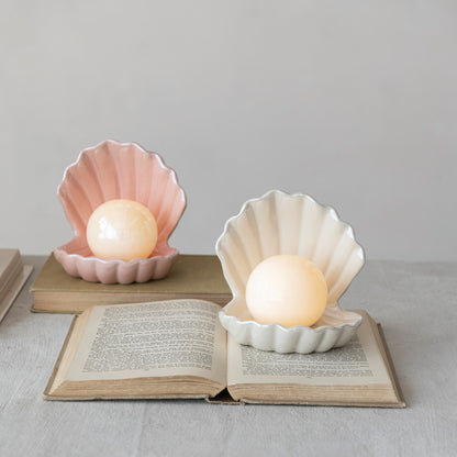 Stoneware Seashell with LED Light