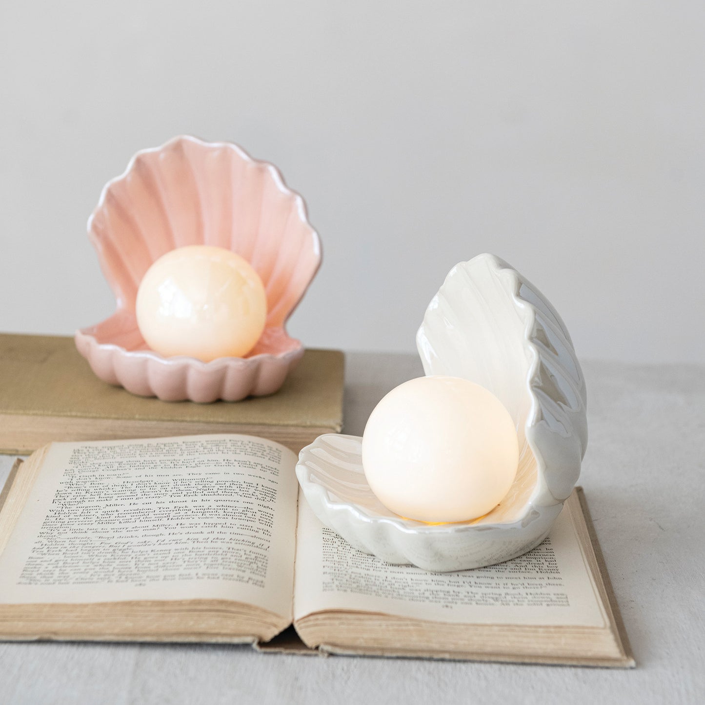 Stoneware Seashell with LED Light