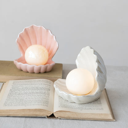 Stoneware Seashell with LED Light