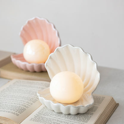 Stoneware Seashell with LED Light