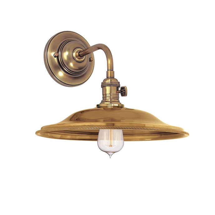 aged brass industrial style wall sconce