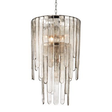 Glass Chandelier Light in Polished Nickel