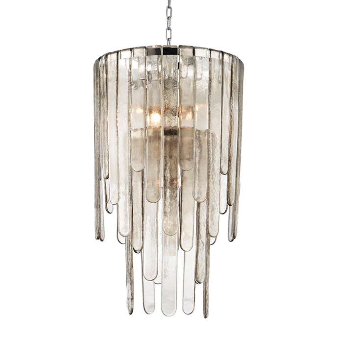 Glass Chandelier Light in Polished Nickel