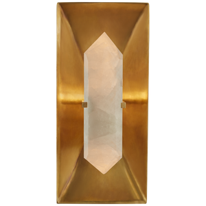 Halcyon Rectangle Sconce in Antique-Burnished Brass and Quartz