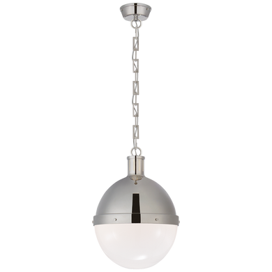 Industrial Rivet pendant light in polished nickel