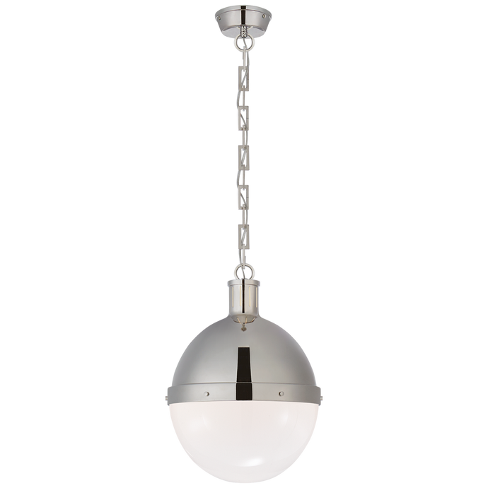 Industrial Rivet pendant light in polished nickel